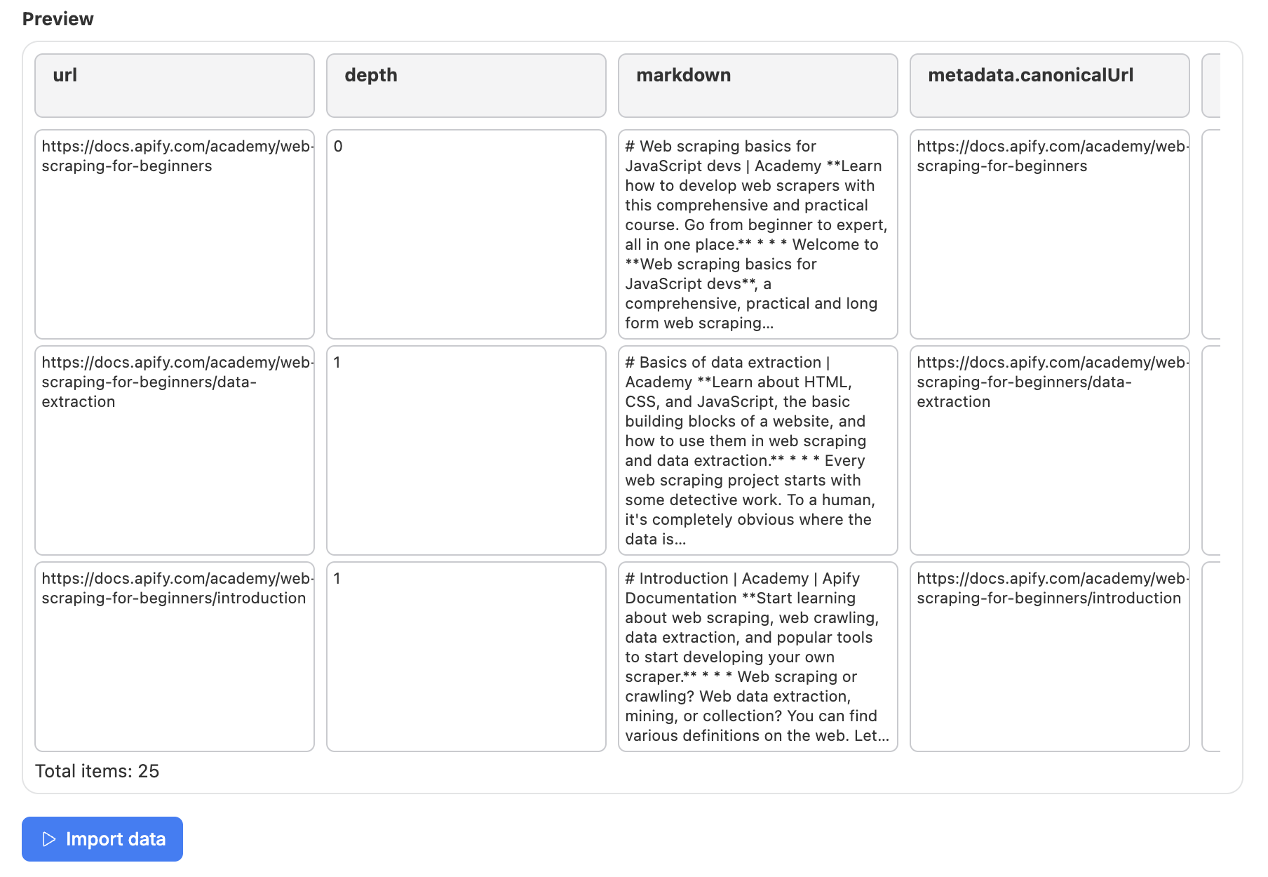 Preview Mapped Data