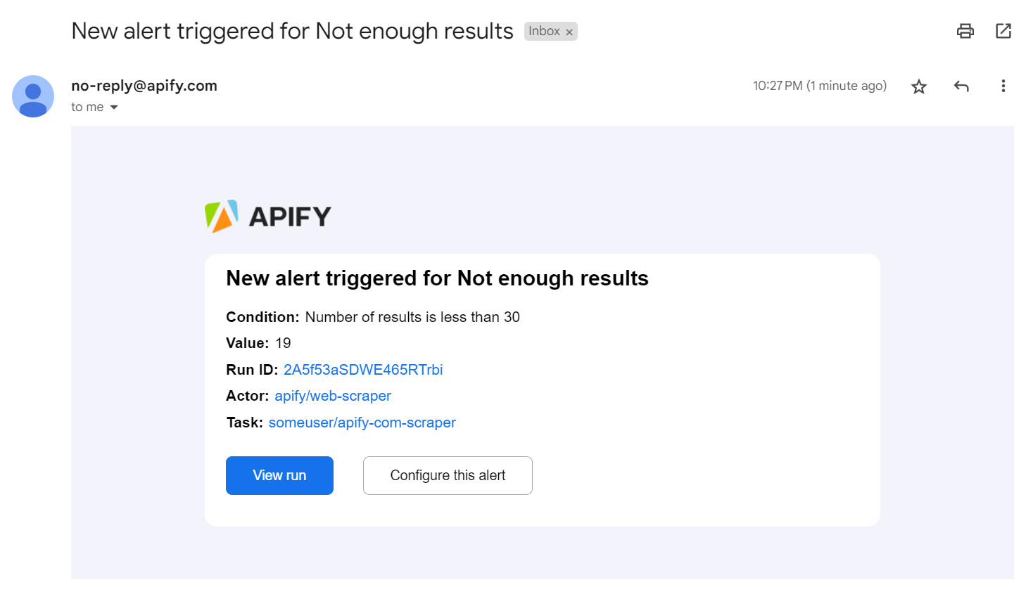 Email notification