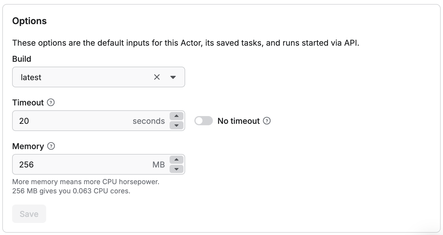 New run defaults